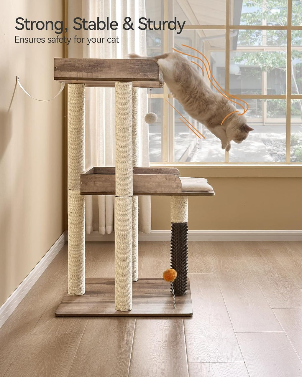 Cat Tree Tower – Indoor Cat Condo with Sisal Scratching Posts and Removable Pads